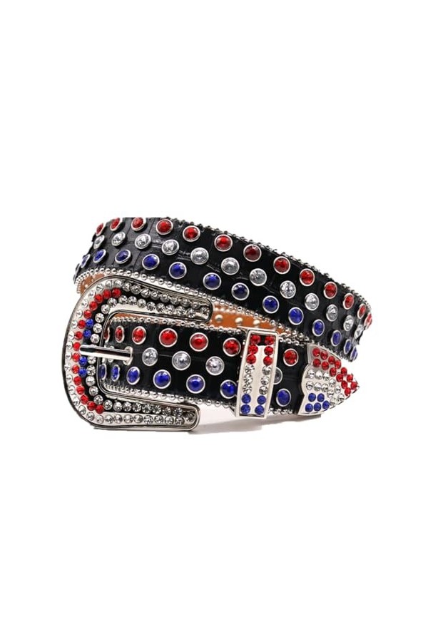 Ceinture punk avec strass cloutés et boucle ardillon pour femme, Wjje-3, 105 cm