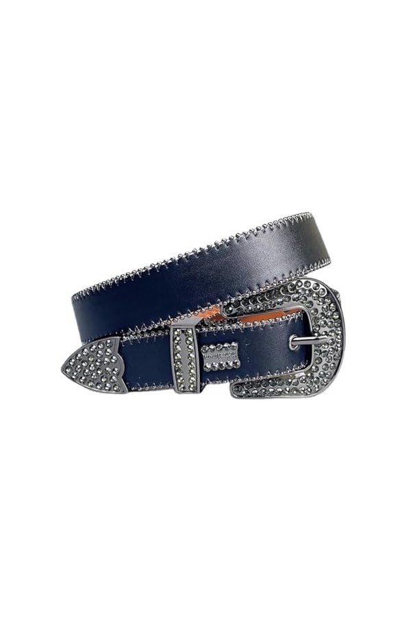 Pulcykp Ceinture cloutée avec strass pour homme et femme, Wjj-30, 110 cm