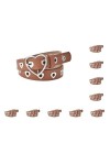 Paowsietiviity Ceinture en cuir PU avec cœur en cuir pour femme, noir, cœur B 106 x 2,3 cm, 106 x 2,3 cm, Lot de 10 Camel He
