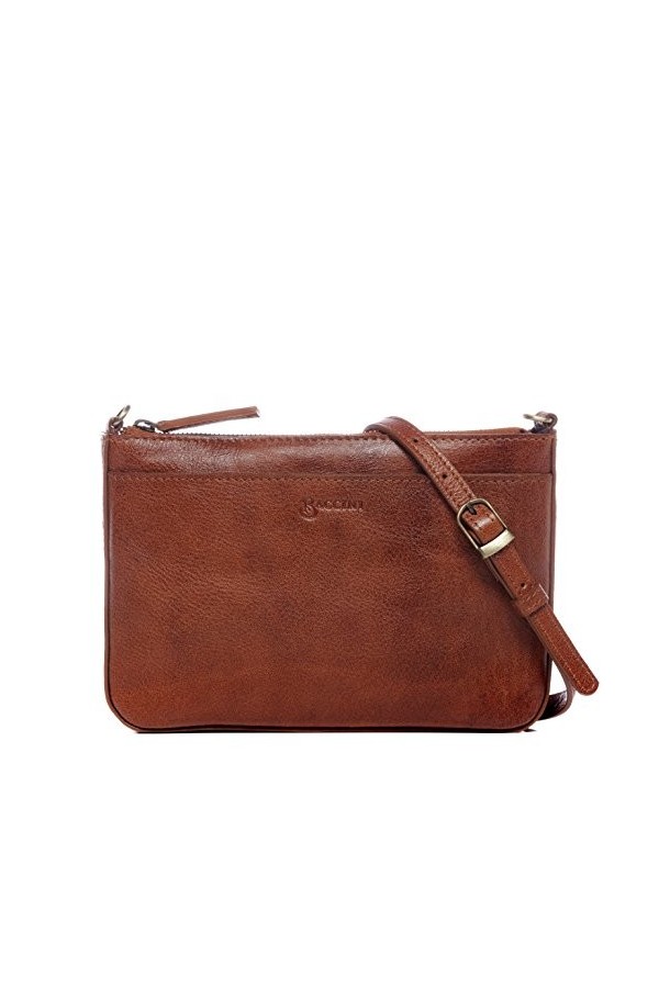 BACCINI sac porté épaule clutch bretelle longue LORENA cuir véritable | pochette bandoulière petit femme beige | sac de soiré