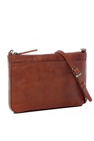 BACCINI sac porté épaule clutch bretelle longue LORENA cuir véritable | pochette bandoulière petit femme beige | sac de soiré