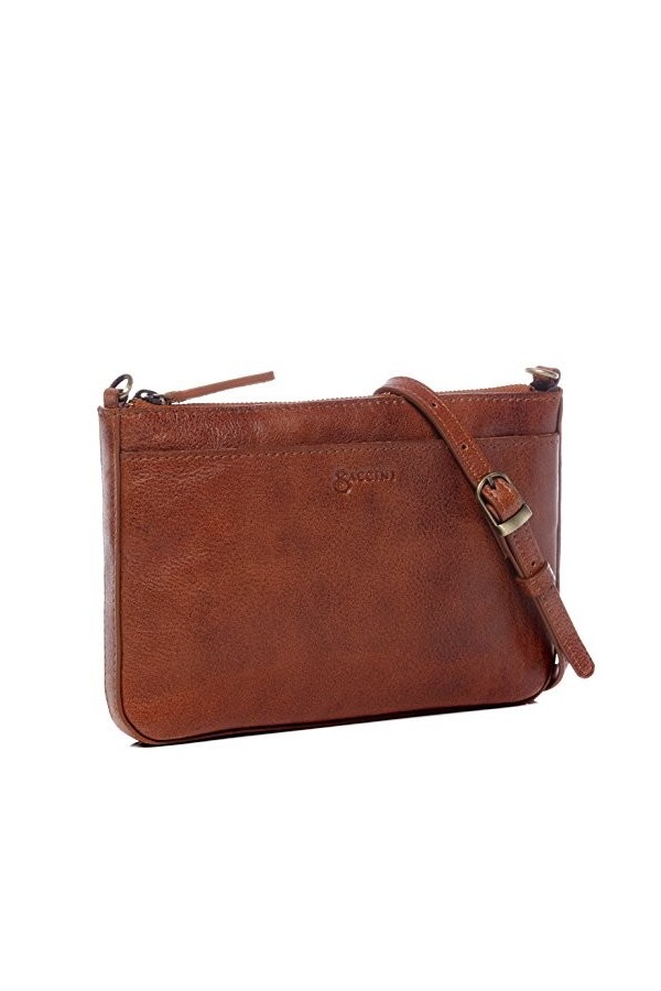 BACCINI sac porté épaule clutch bretelle longue LORENA cuir véritable | pochette bandoulière petit femme beige | sac de soiré