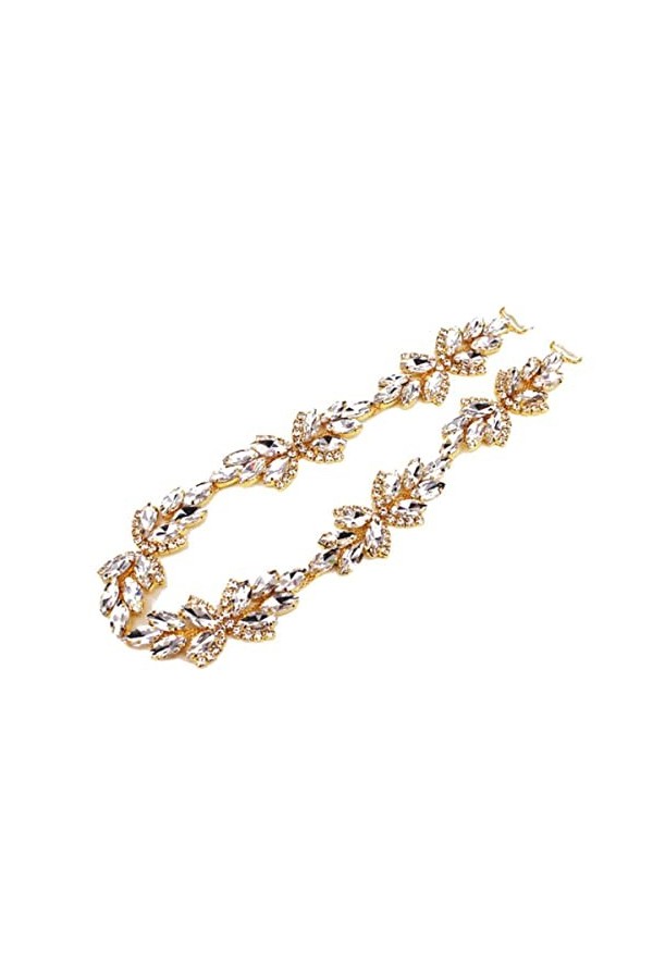 BradOc Ceinture de luxe en or rose faite à la main avec strass pour robe de mariée, bandeau fin pour demoiselles dhonneur, o