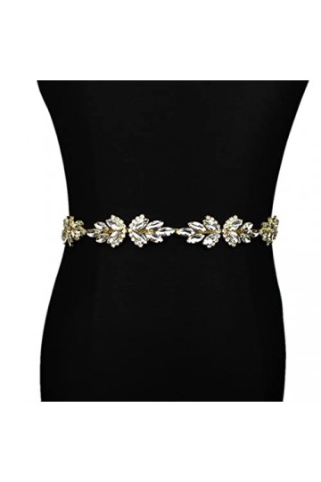 BradOc Ceinture de luxe en or rose faite à la main avec strass pour robe de mariée, bandeau fin pour demoiselles dhonneur, o