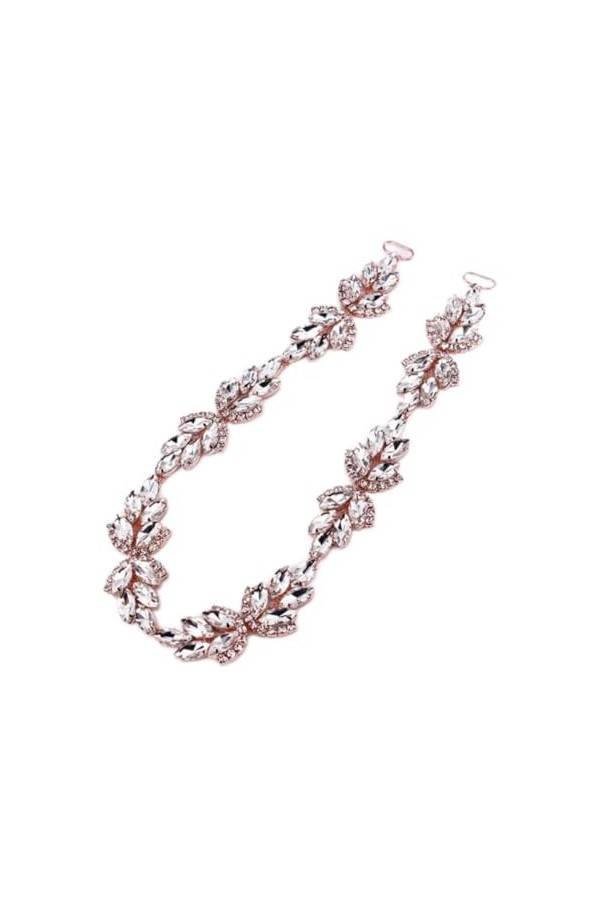 BradOc Ceinture de luxe en or rose faite à la main avec strass pour robe de mariée, ceinture fine pour demoiselles dhonneur,