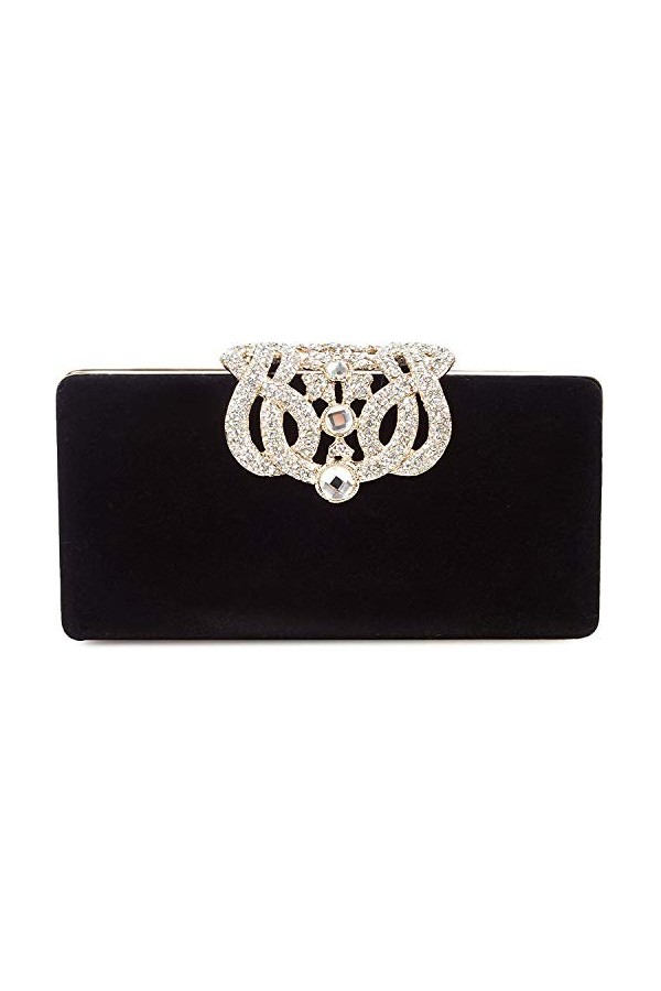 SYMALL Femme Sac de Soirée de Mariage Clutches Velours Rétro Pochettes Cocktail Portefeuille Cristal Diamant Sac À Main Pour 