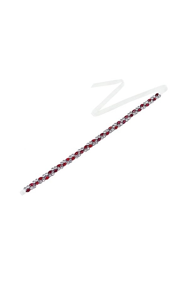 Pulcykp Ceinture rouge pour robe de soirée de mariage avec strass, Ruban EN8 foncé, taille unique