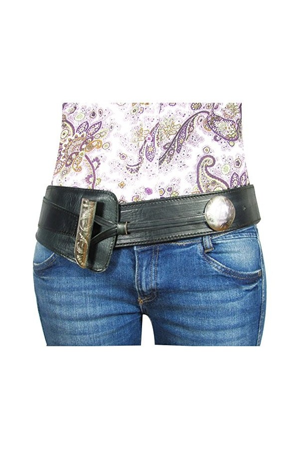 ALMADIH Ceinture femme taille haute marron clair ADVENTURE - 100% Artisanat fait main en véritable cuir de vachette, Ceinture