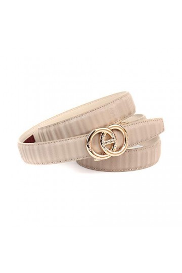 Anthoni Crown Ledergürtel Ceinture, Beige, 90 Femme