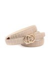 Anthoni Crown Ledergürtel Ceinture, Beige, 90 Femme
