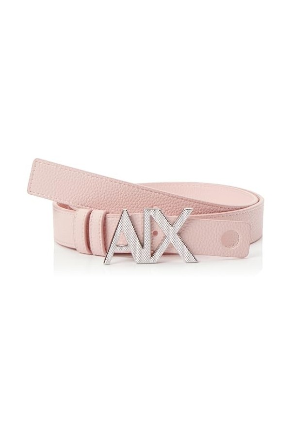 Armani Exchange Cuir véritable, Boucle de Logo Tone Ceinture, Rosa, XS Casual