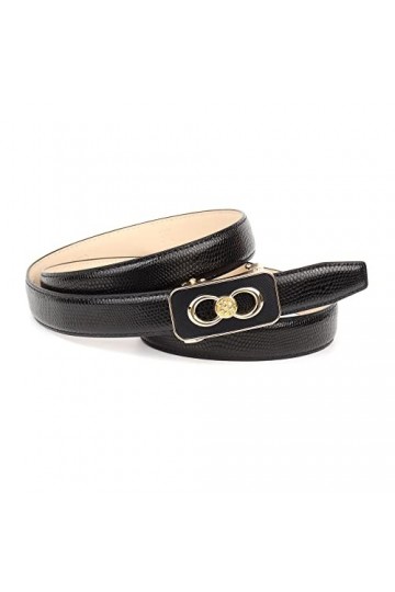 Anthoni Crown Ceinture en Cuir, Noir, 110 cm Femme