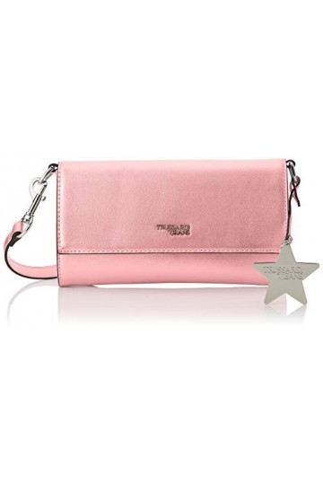 Trussardi Jeans T-easy Star Clutch Charm Logo, Pochettes femme, Rose Metal Pink , 25x14x1 cm W x H L 