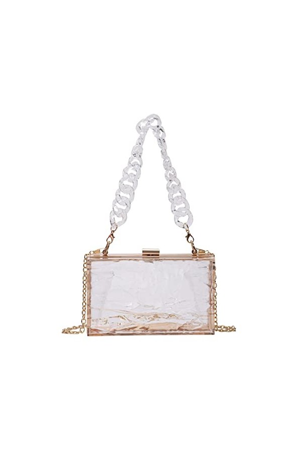 EVEOUT Pochettes et Clutches de soirée Transparente en Acrylique pour Femme Sac à Main en gelée carré Sacs à bandoulière fête