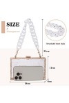 EVEOUT Pochettes et Clutches de soirée Transparente en Acrylique pour Femme Sac à Main en gelée carré Sacs à bandoulière fête