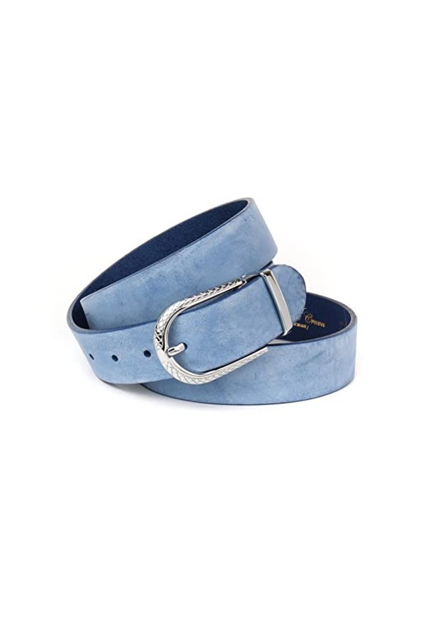 Anthoni Crown Ledergürtel Ceinture, Hellblau, 80 Femme