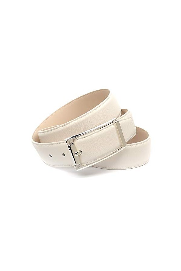 Anthoni Crown Ledergürtel Ceinture, Weiß, 95 Femme