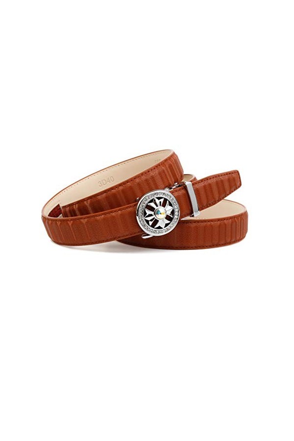 Anthoni Crown Ledergürtel Ceinture, Marron, 80 cm Femme