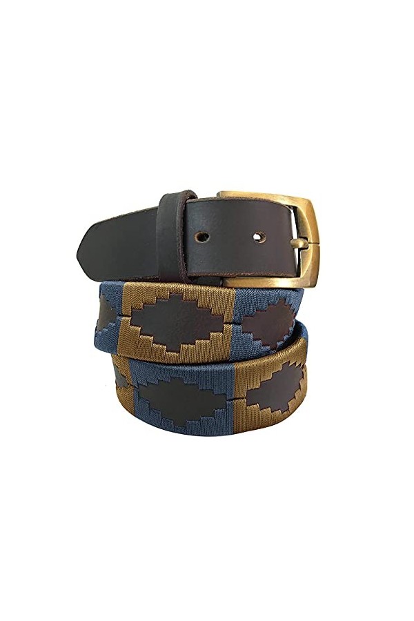 CARLOS DIAZ Ceinture Unisexe en Cuir Marron Premium Pour Hommes pour Femmes Polo de Créateur Brodé 100 cm / 40-42 Inches 