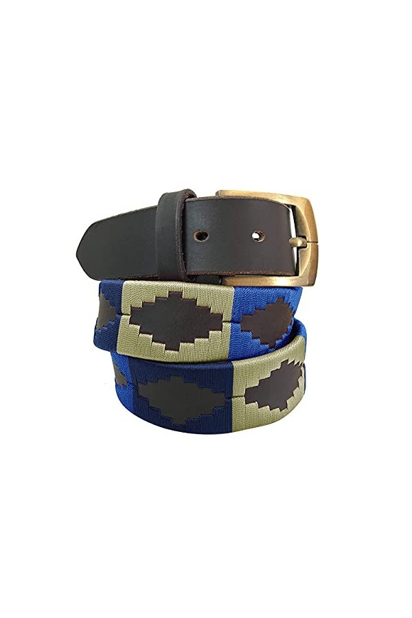 CARLOS DIAZ Ceinture Unisexe en Cuir Marron Premium Pour Hommes pour Femmes Polo de Créateur Brodé 100 cm / 40-42 Inches 