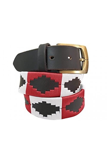 CARLOS DIAZ Ceinture Unisexe en Cuir Marron Premium Pour Hommes pour Femmes Polo de Créateur Brodé 80 cm/ 30-32 Inches 