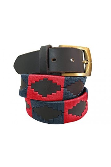 CARLOS DIAZ Ceinture Unisexe en Cuir Marron Premium Pour Hommes pour Femmes Polo de Créateur Brodé 80 cm/ 30-32 Inches 