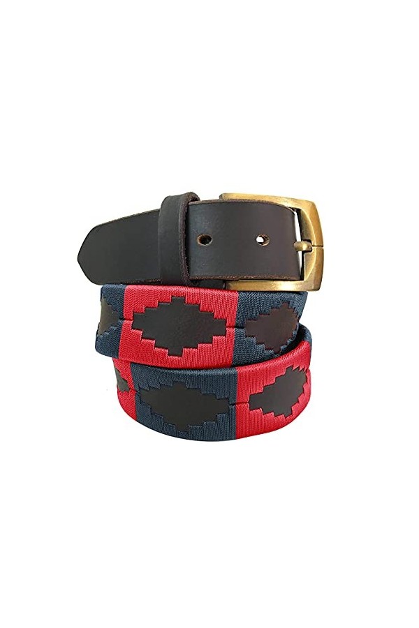 CARLOS DIAZ Ceinture Unisexe en Cuir Marron Premium Pour Hommes pour Femmes Polo de Créateur Brodé 80 cm/ 30-32 Inches 