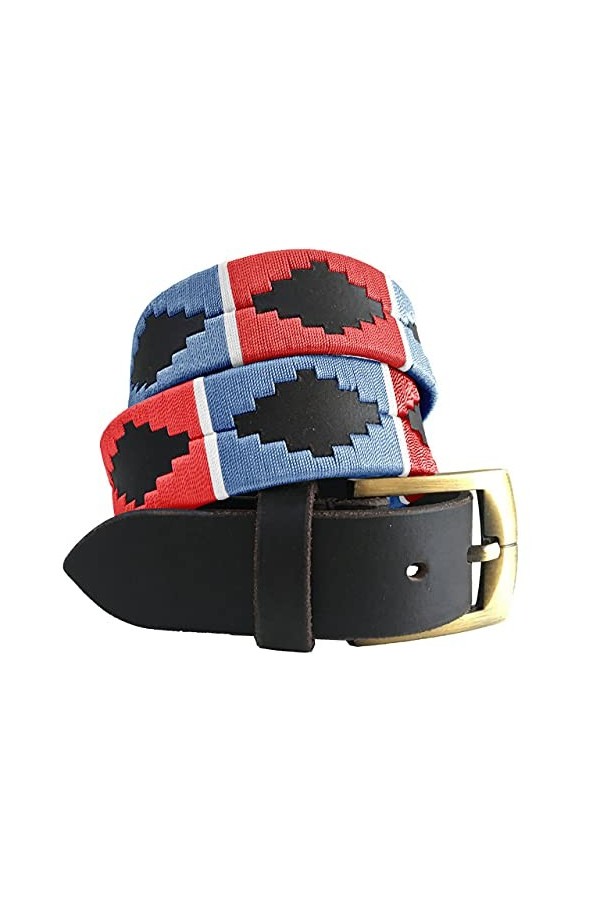 CARLOS DIAZ Ceinture Unisexe en Cuir Marron Premium Pour Hommes pour Femmes Polo de Créateur Brodé 90 cm / 34-36 Inches 