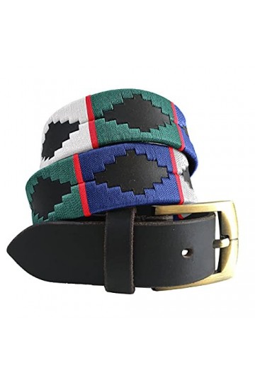 CARLOS DIAZ Ceinture Unisexe en Cuir Marron Premium Pour Hommes pour Femmes Polo de Créateur Brodé 105 cm / 42-44 Inches 