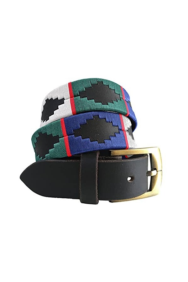 CARLOS DIAZ Ceinture Unisexe en Cuir Marron Premium Pour Hommes pour Femmes Polo de Créateur Brodé 105 cm / 42-44 Inches 