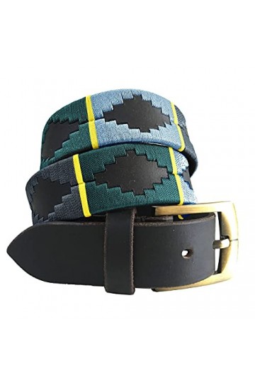 CARLOS DIAZ Ceinture Unisexe en Cuir Marron Premium Pour Hommes pour Femmes Polo de Créateur Brodé 115 cm / 46-48 Inches 