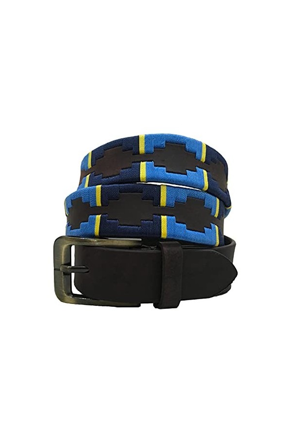 CARLOS DIAZ Ceinture Unisexe en Cuir Marron Premium Pour Hommes pour Femmes Polo de Créateur Brodé 115 cm / 46-48 Inches 