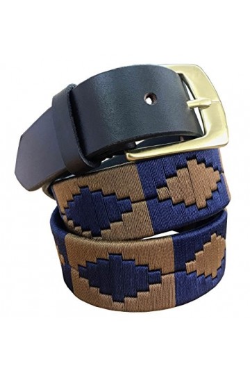 CARLOS DIAZ Ceinture Unisexe en Cuir Marron Premium Pour Hommes pour Femmes Polo de Créateur Brodé 95 cm / 36-38 Inches 