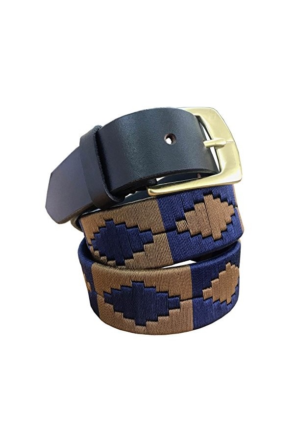 CARLOS DIAZ Ceinture Unisexe en Cuir Marron Premium Pour Hommes pour Femmes Polo de Créateur Brodé 95 cm / 36-38 Inches 