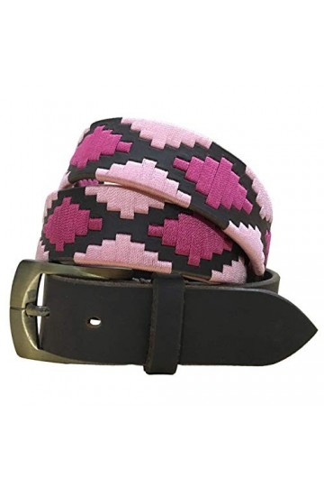 CARLOS DIAZ Ceinture Unisexe en Cuir Marron Premium Pour Hommes pour Femmes Polo de Créateur Brodé 105 cm / 42-44 Inches 