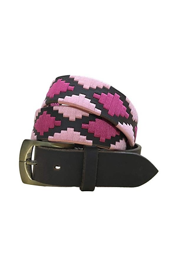 CARLOS DIAZ Ceinture Unisexe en Cuir Marron Premium Pour Hommes pour Femmes Polo de Créateur Brodé 105 cm / 42-44 Inches