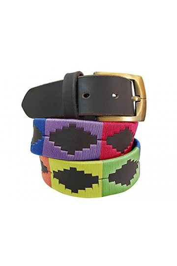 CARLOS DIAZ Ceinture Unisexe en Cuir Marron Premium Pour Hommes pour Femmes Polo de Créateur Brodé 105 cm / 42-44 Inches 