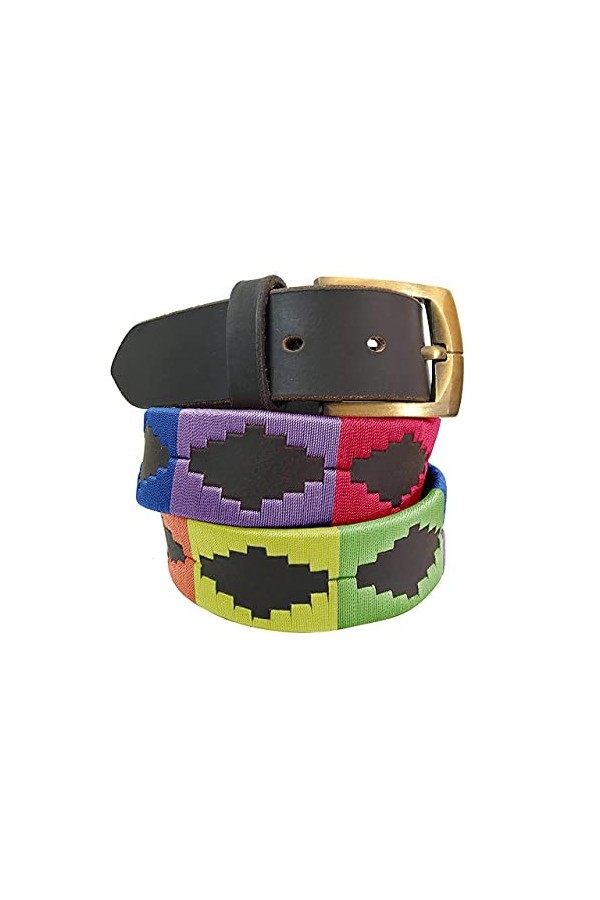 CARLOS DIAZ Ceinture Unisexe en Cuir Marron Premium Pour Hommes pour Femmes Polo de Créateur Brodé 105 cm / 42-44 Inches 