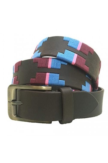 CARLOS DIAZ Ceinture Unisexe en Cuir Marron Premium Pour Hommes pour Femmes Polo de Créateur Brodé 85 cm/ 32-34 Inches 