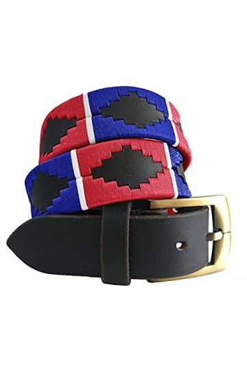 CARLOS DIAZ Ceinture Unisexe en Cuir Marron Premium Pour Hommes pour Femmes Polo de Créateur Brodé 105 cm / 42-44 Inches 