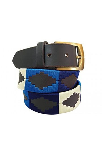 CARLOS DIAZ Ceinture Unisexe en Cuir Marron Premium Pour Hommes pour Femmes Polo de Créateur Brodé 80 cm/ 30-32 Inches 