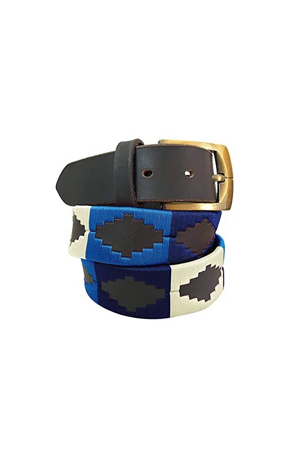 CARLOS DIAZ Ceinture Unisexe en Cuir Marron Premium Pour Hommes pour Femmes Polo de Créateur Brodé 80 cm/ 30-32 Inches 