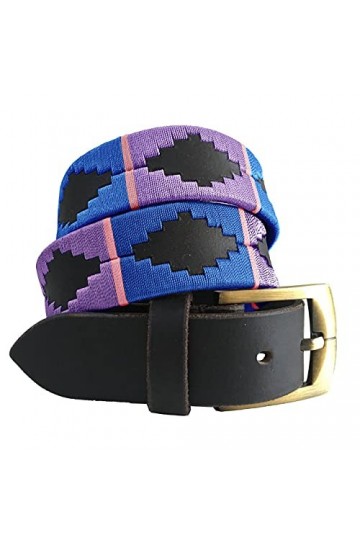 CARLOS DIAZ Ceinture Unisexe en Cuir Marron Premium Pour Hommes pour Femmes Polo de Créateur Brodé 80 cm/ 30-32 Inches 