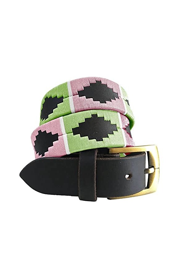 CARLOS DIAZ Ceinture Unisexe en Cuir Marron Premium Pour Hommes pour Femmes Polo de Créateur Brodé 105 cm / 42-44 Inches 