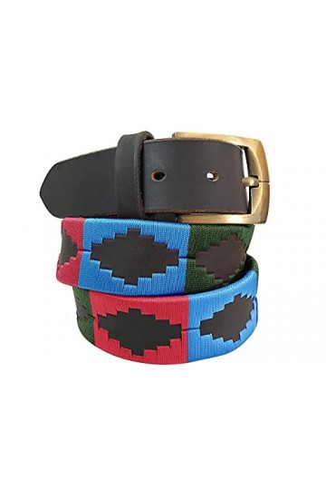 CARLOS DIAZ Ceinture Unisexe en Cuir Marron Premium Pour Hommes pour Femmes Polo de Créateur Brodé 80 cm/ 30-32 Inches 