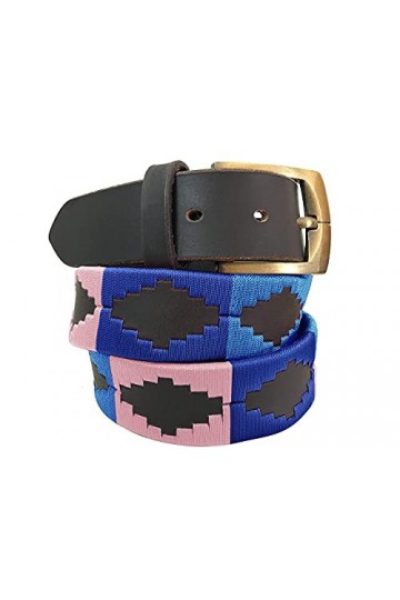 CARLOS DIAZ Ceinture Unisexe en Cuir Marron Premium Pour Hommes pour Femmes Polo de Créateur Brodé 105 cm / 42-44 Inches 