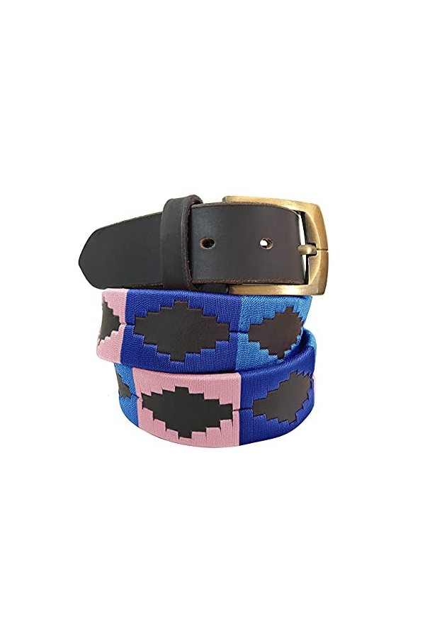 CARLOS DIAZ Ceinture Unisexe en Cuir Marron Premium Pour Hommes pour Femmes Polo de Créateur Brodé 105 cm / 42-44 Inches 