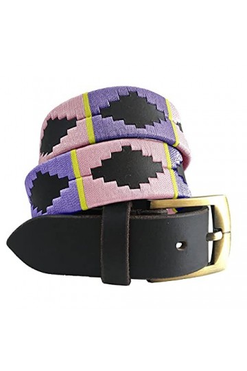 CARLOS DIAZ Ceinture Unisexe en Cuir Marron Premium Pour Hommes pour Femmes Polo de Créateur Brodé 105 cm / 42-44 Inches 