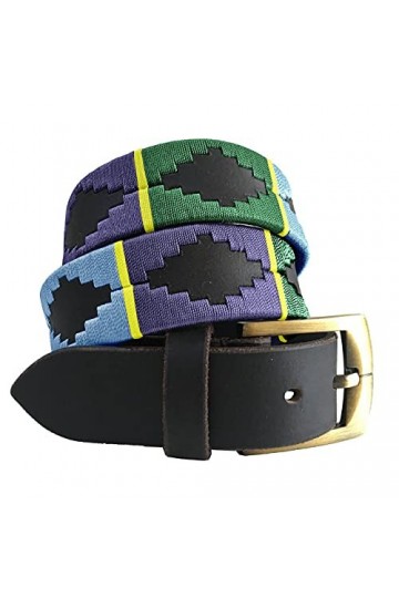 CARLOS DIAZ Ceinture Unisexe en Cuir Marron Premium Pour Hommes pour Femmes Polo de Créateur Brodé 105 cm / 42-44 Inches 