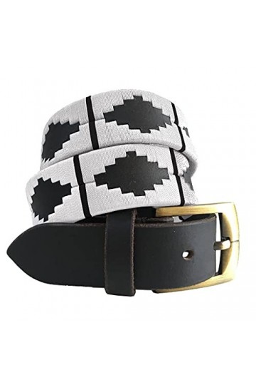 CARLOS DIAZ Ceinture Unisexe en Cuir Marron Premium Pour Hommes pour Femmes Polo de Créateur Brodé 80 cm/ 30-32 Inches 